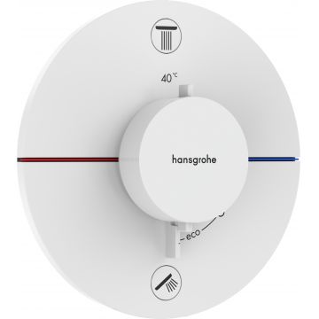 Baterie cada - dus termostatata Hansgrohe ShowerSelect Comfort S cu 2 functii montaj incastrat necesita corp ingropat alb mat