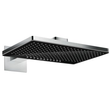 Palarie de dus Hansgrohe Rainmaker Select 460 cu 2 jeturi negru-crom si brat de perete 450mm