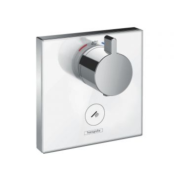 Termostat Hansgrohe ShowerSelect Glass HighFlow cu o functie si un consumator montaj incastrat necesita corp ingropat alb-crom