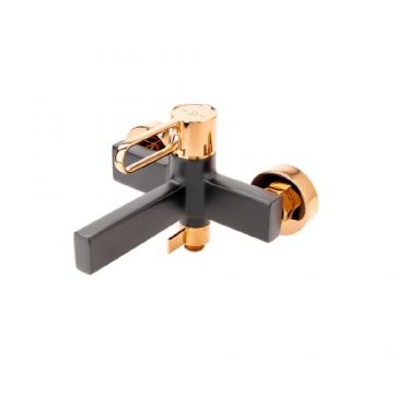 Baterie cada/dus FDesign Zaffiro, negru rose gold - Culoare Negru Baterie cada/dus FDesign Zaffiro, negru rose gold - Culoare Negru