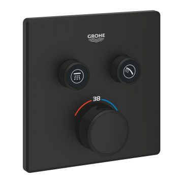 Baterie cada - dus termostatata Grohe Grohtherm SmartControl Square cu 2 functii montaj incastrat necesita corp ingropat phantom black