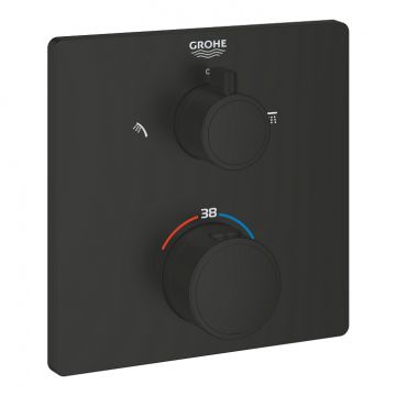 Baterie cada - dus termostatata Grohe Grohtherm Square cu 2 functii montaj incastrat necesita corp ingropat matte black