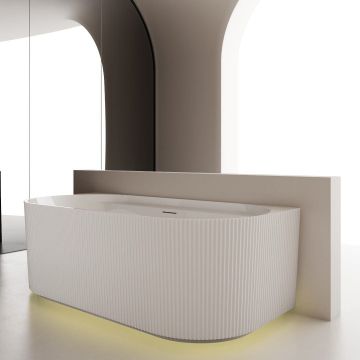 Cadă freestanding, 150x75x58 cm,cu iluminare LED, alb cu riflaje, cod 4024